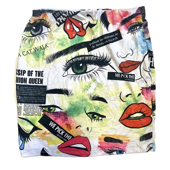 vintage newspaper print Y2K mini skirt - Picture 1 of 15